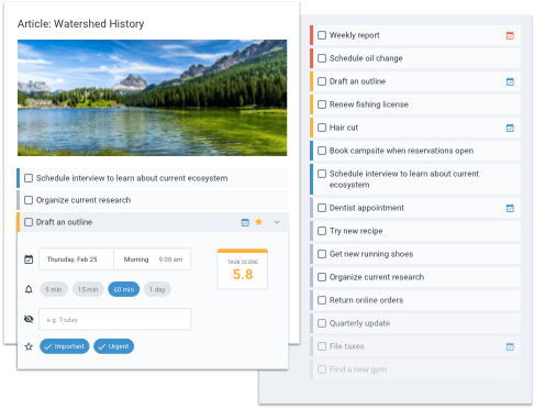 Organizing tasks via Task Score